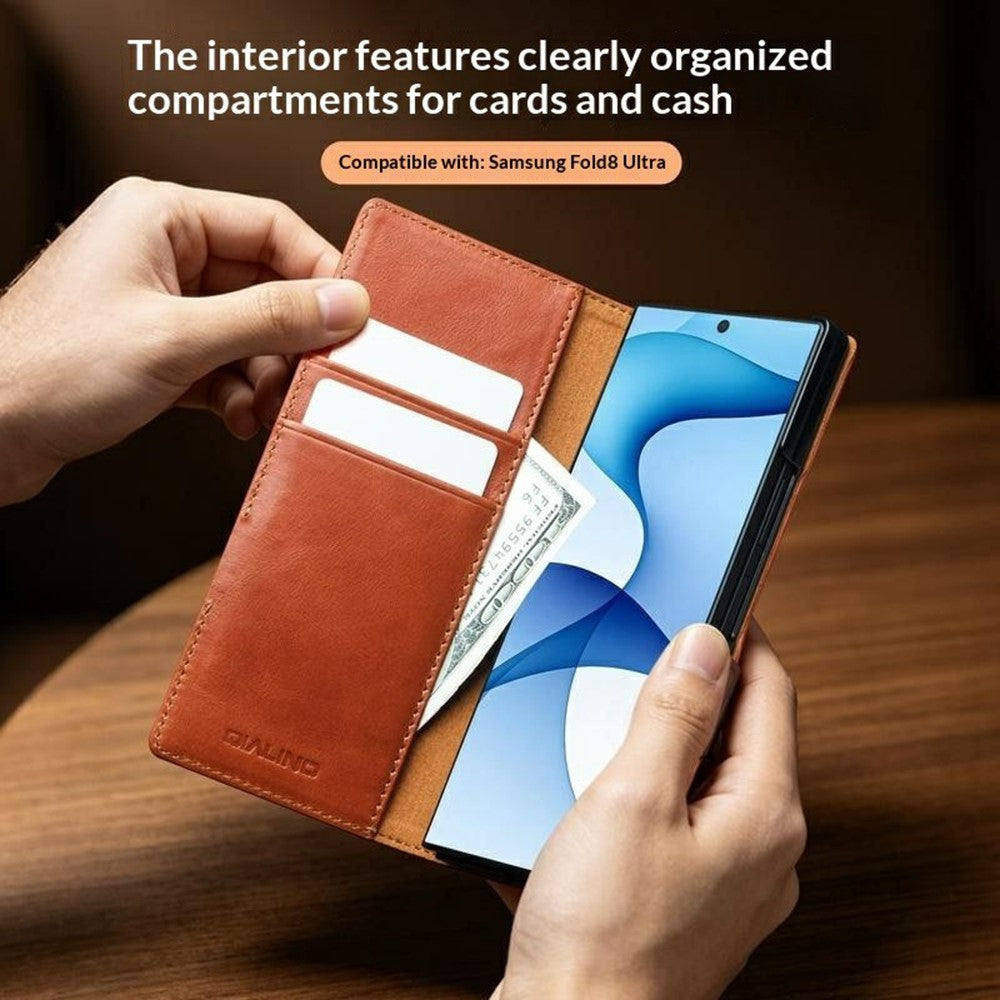 Galaxy Z Fold 8 Ultra Leather Sleeve Case with Landscape Stand