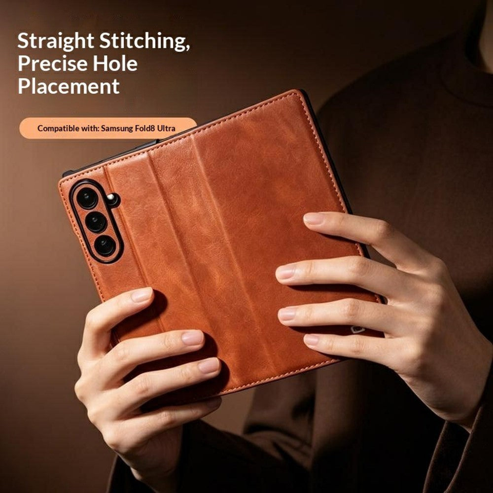 Galaxy Z Fold 8 Ultra Leather Sleeve Case with Landscape Stand