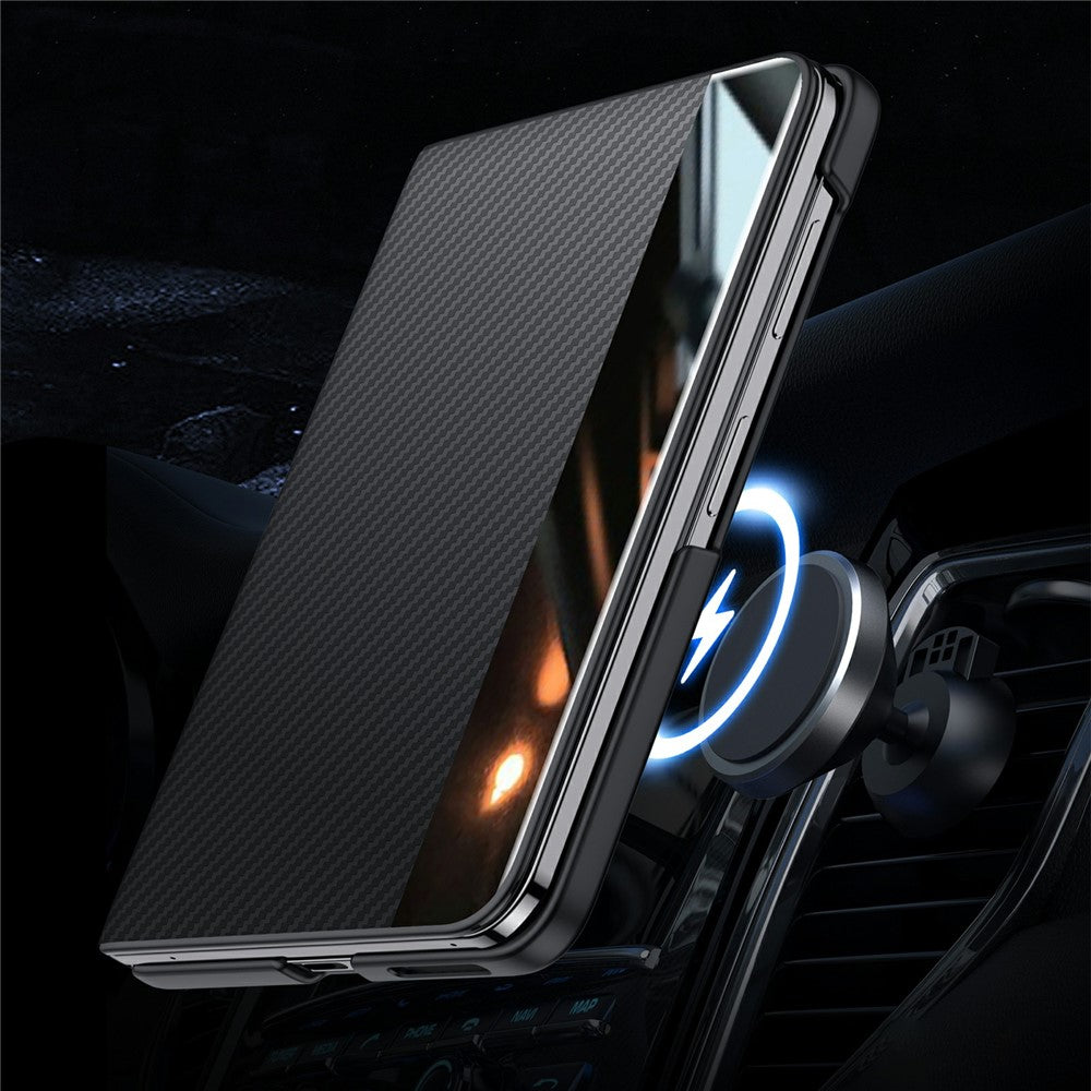 Magnetic Carbon Fiber Leather Case
