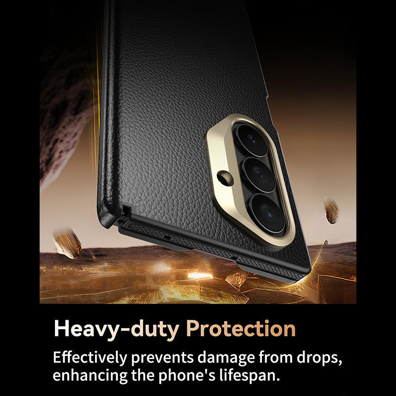 Galaxy Z Fold 8 Ultra Slim Leather MagSafe Case with Hinge Guard
