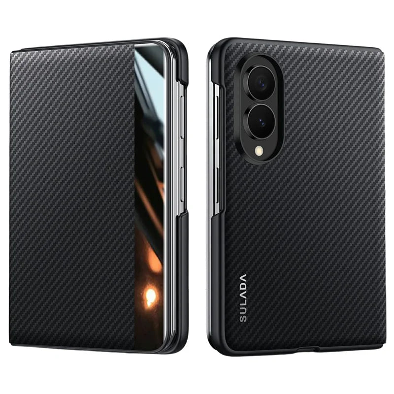 Magnetic Carbon Fiber Leather Case