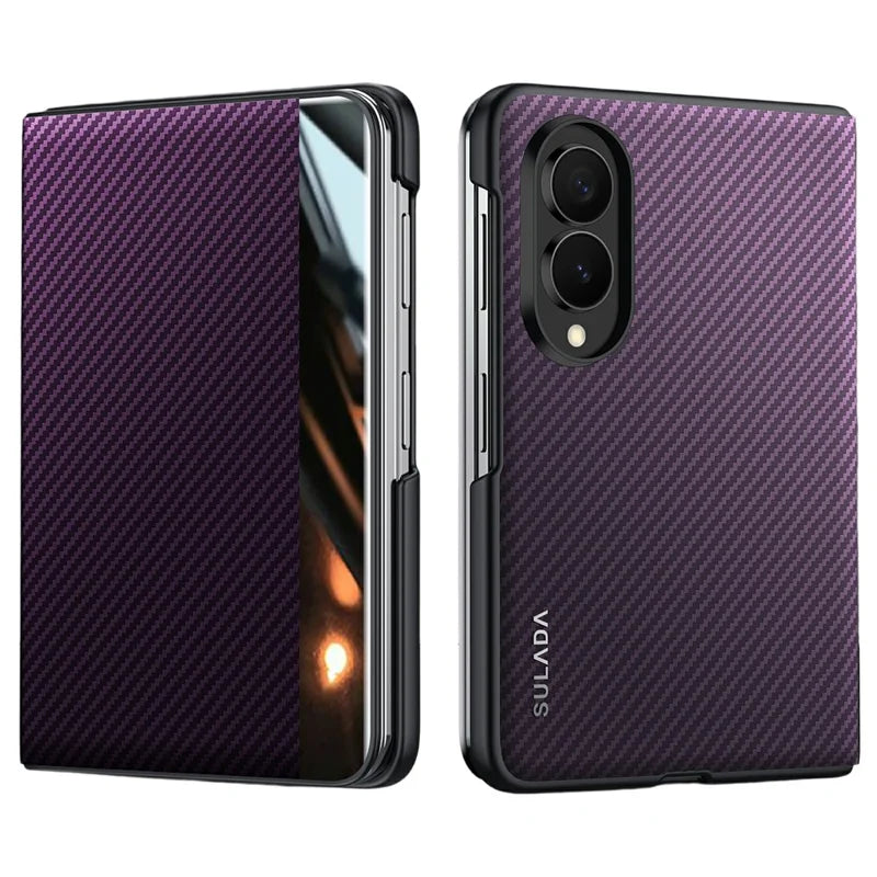 Magnetic Carbon Fiber Leather Case
