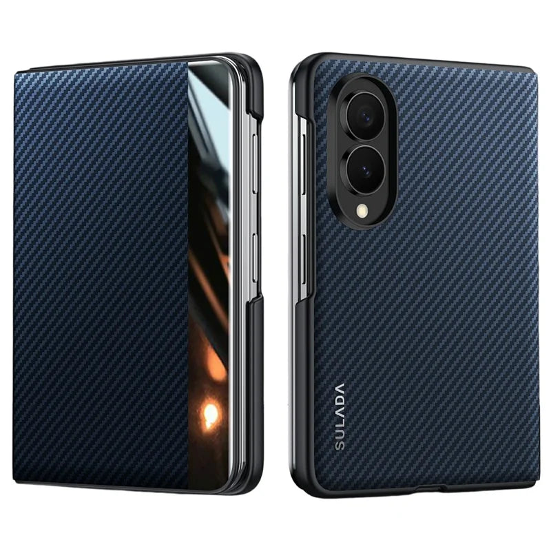 Magnetic Carbon Fiber Leather Case