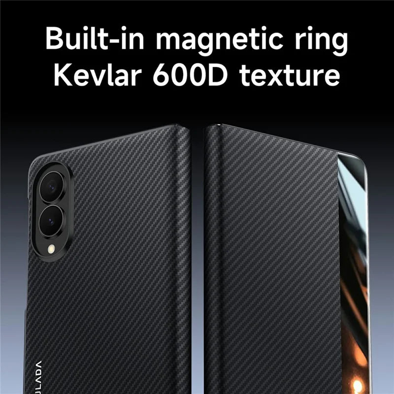 Magnetic Carbon Fiber Leather Case