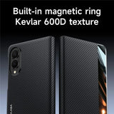 Magnetic Carbon Fiber Leather Case