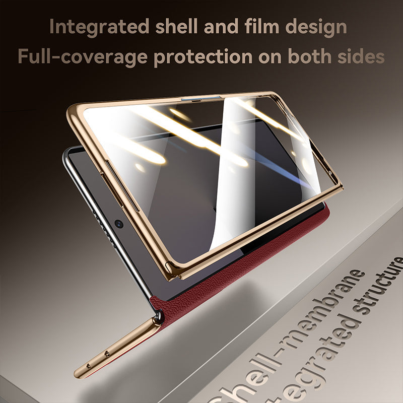 Genuine Leather Integrated Shell Case with Film