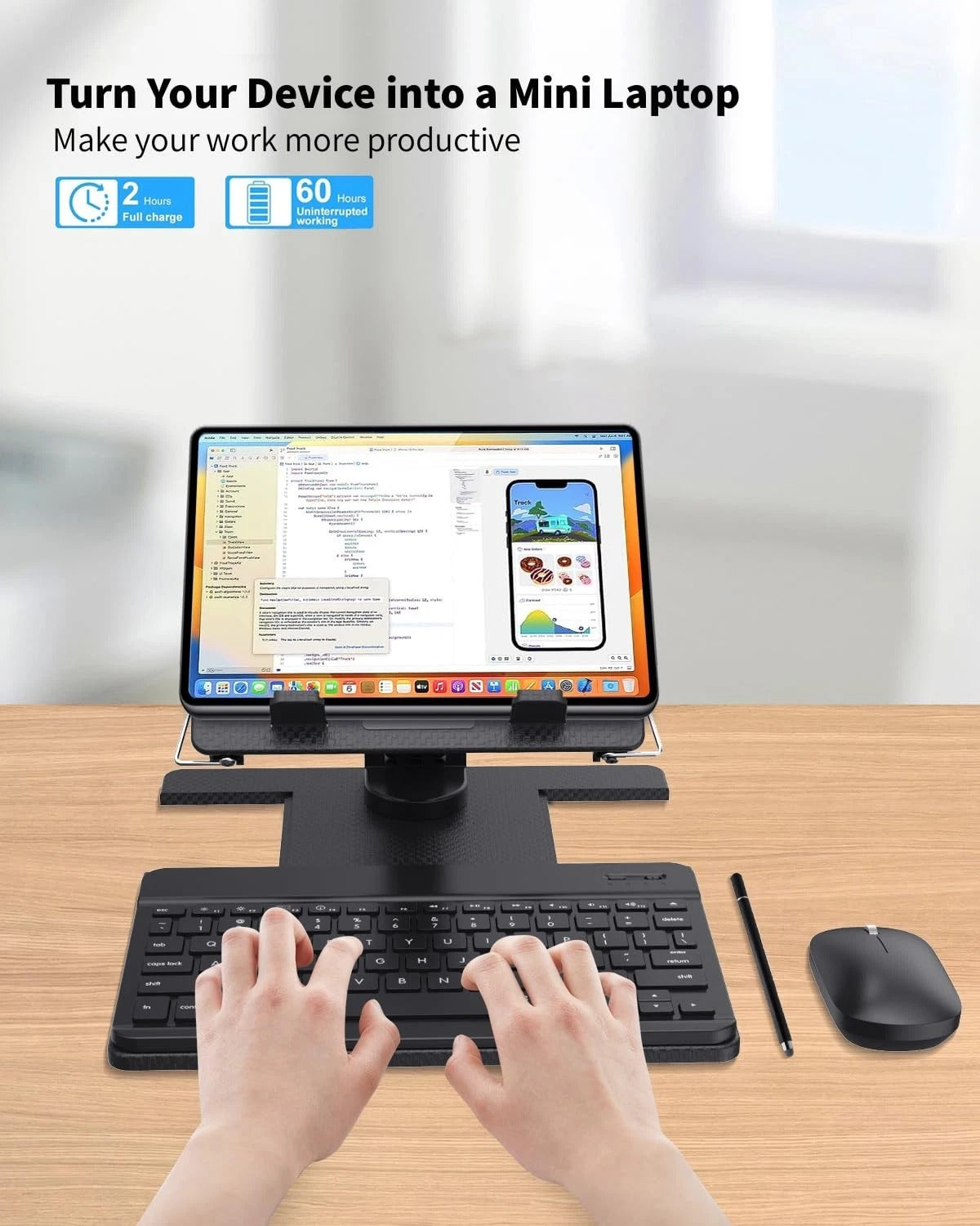 Wireless Keyboard & Stand Combo 4-in-1