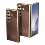 Galaxy Z Fold 5 Slim Electroplated Leather Protective Case
