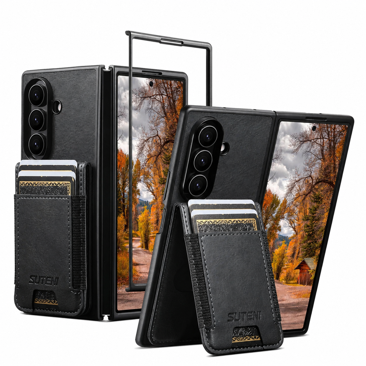 Galaxy Z Fold 8 Ultra Detachable Leather Wallet Stand Case