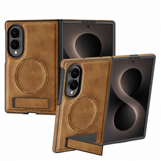 Galaxy Z Fold 8 Vintage Leather MagSafe Kickstand Case