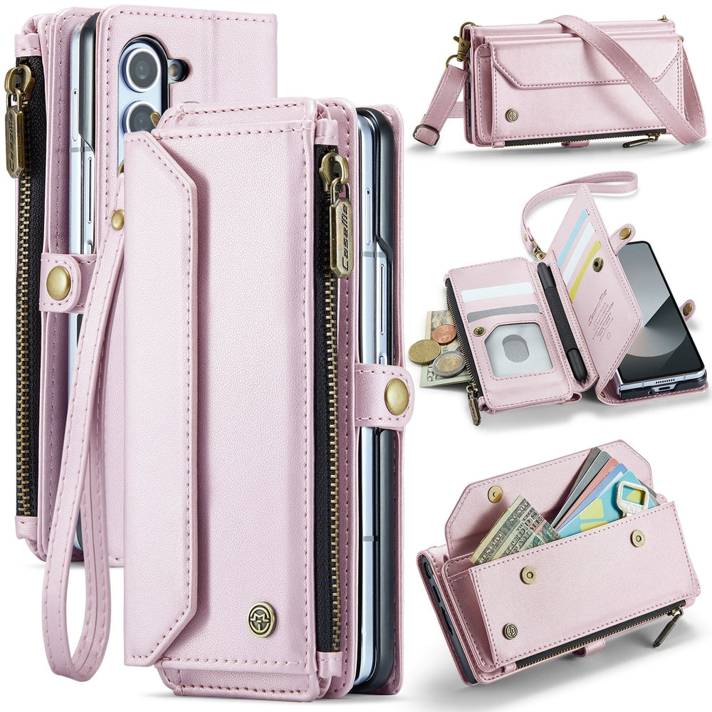 Galaxy Z Fold 7 Vintage Leather Zipper Wallet Case