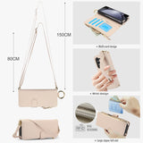 White Crossbody Ring Wallet Leather Case