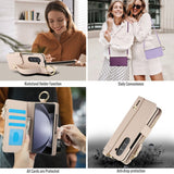White Crossbody Ring Wallet Leather Case