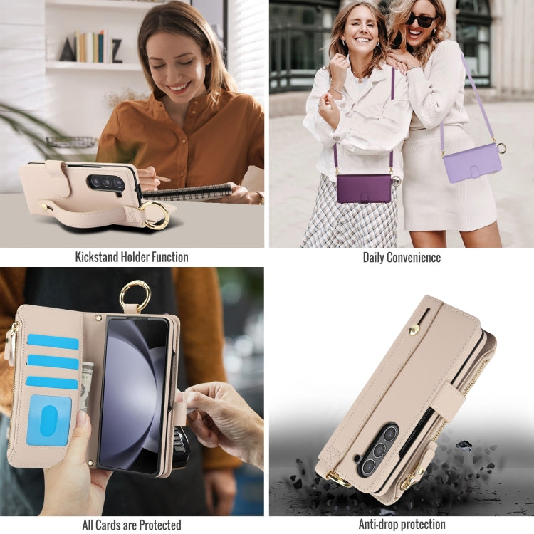 White Crossbody Ring Wallet Leather Case