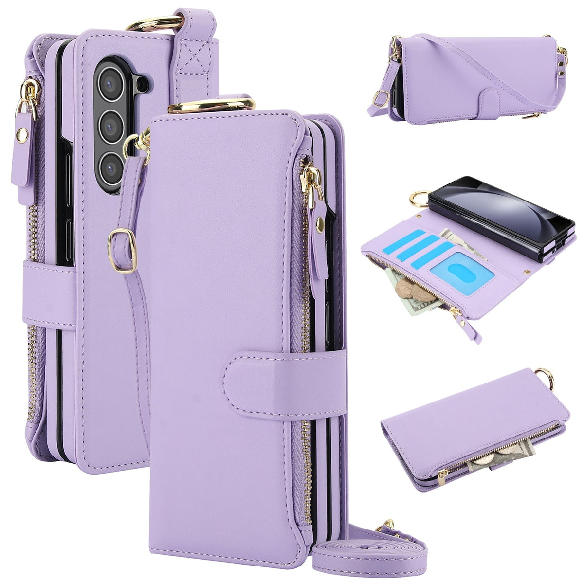 Galaxy Z Fold 8 Zipper Leather Wallet Case with Crossbody Strap & RFID image 4.jpg