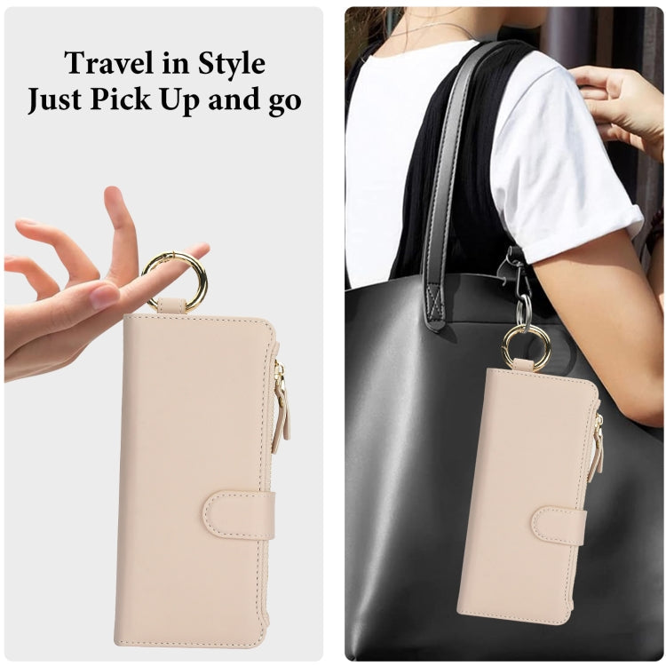 Galaxy Z Fold 5 Zipper Leather Wallet Case with Crossbody Strap & RFID