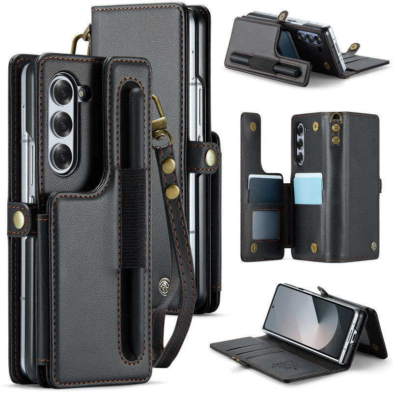 Secure Leather Case with Lanyard & Pen Holder