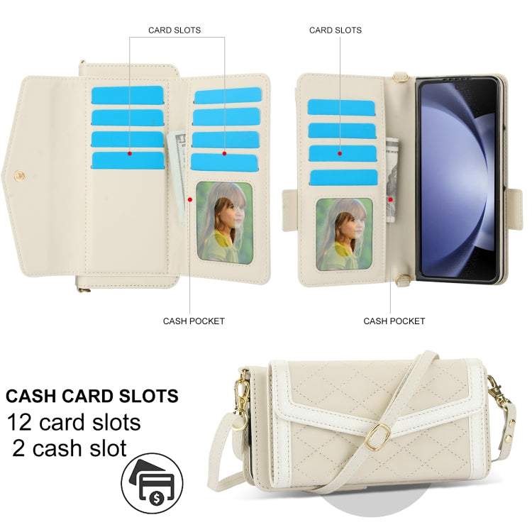 Rhombic Texture Case with Card Holder & Lanyard