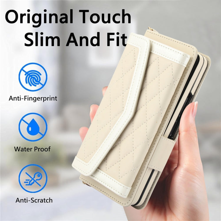 Rhombic Texture Case with Card Holder & Lanyard