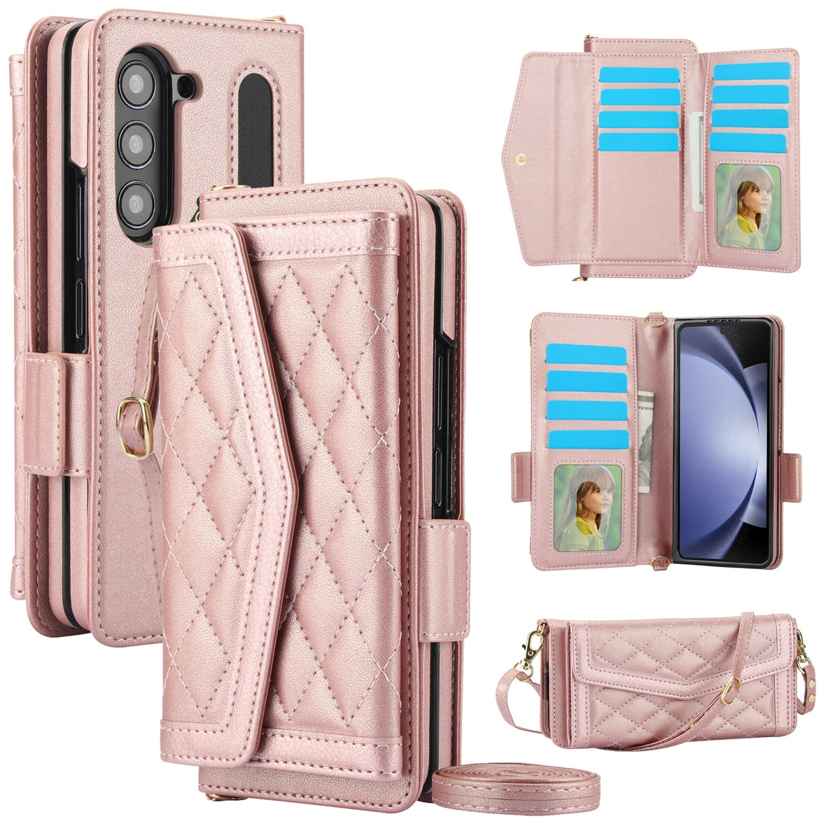 Galaxy Z Fold 5 Leather Wallet Cover with RFID & Crossbody Strap image 2.jpg