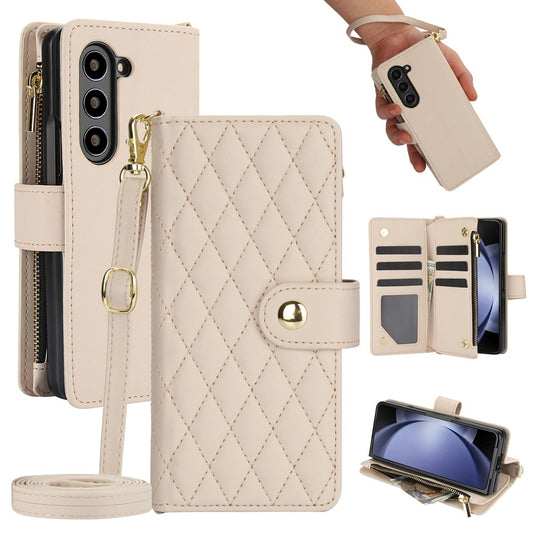 Rhombic Zipper Wallet Leather Case