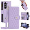 Rhombic Zipper Wallet Leather Case