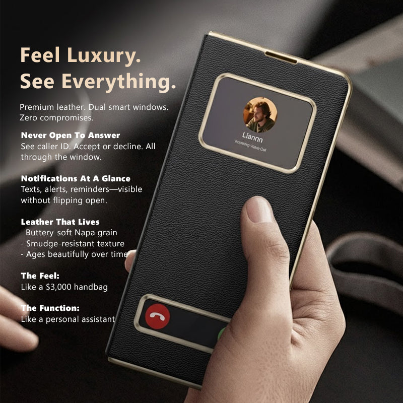 Premium Flip Case with View Windows & Magnetic