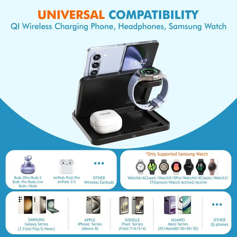 3 in 1 Wireless Charger Stand Foldable Dock
