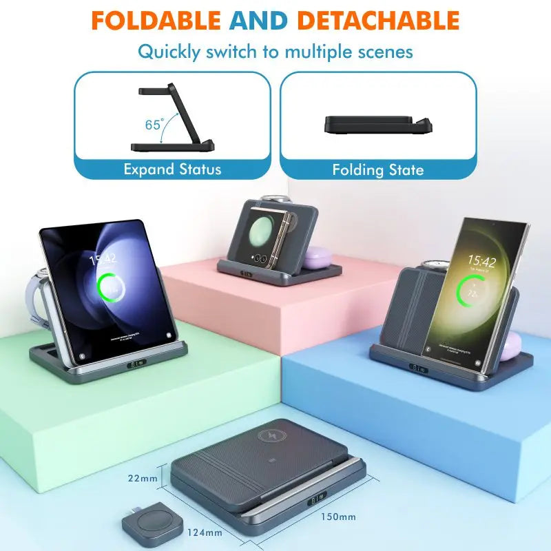 3 in 1 Wireless Charger Stand Foldable Dock