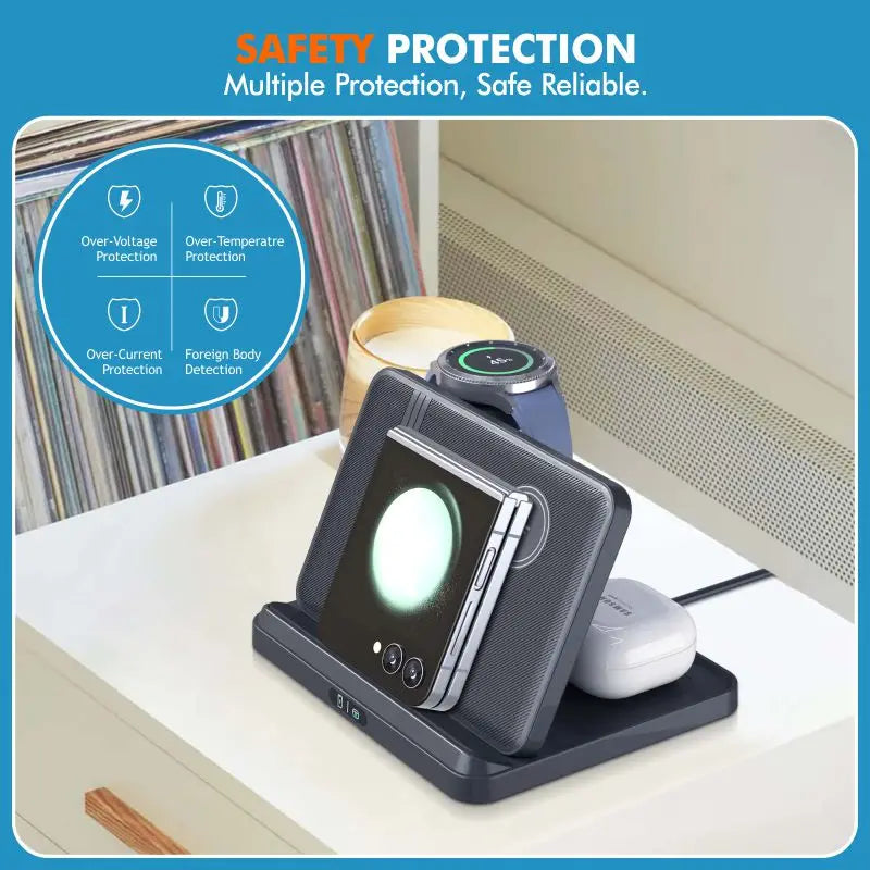 3 in 1 Wireless Charger Stand Foldable Dock