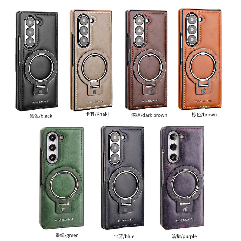 Magnetic Ring Leather Case with Stand