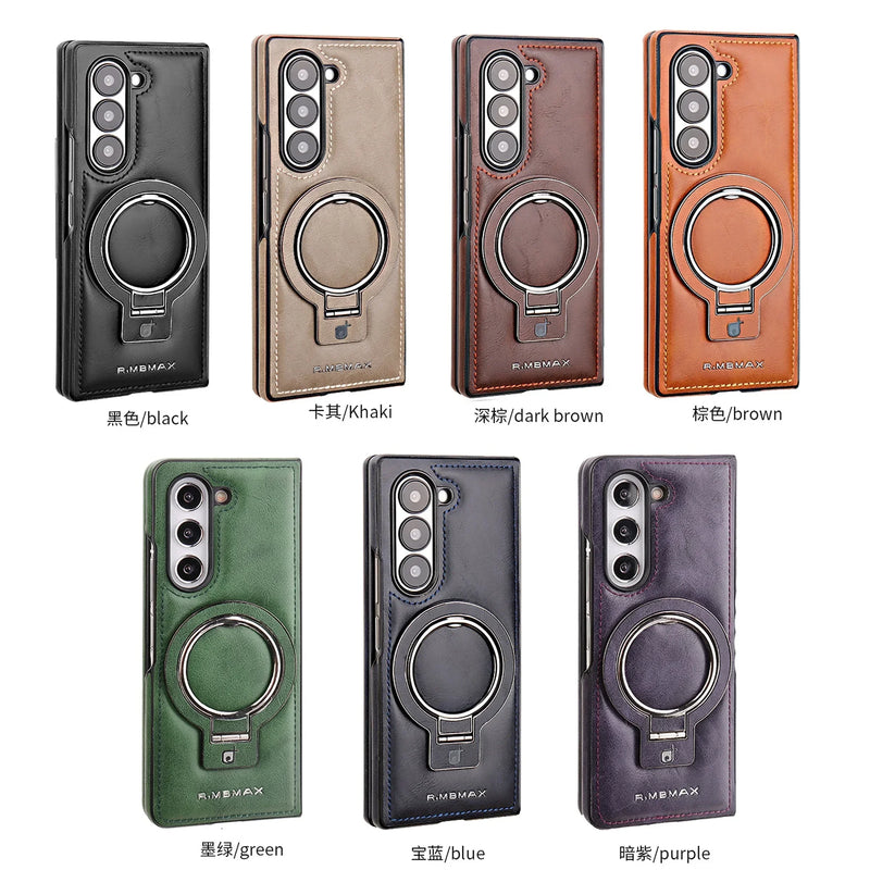 Magnetic Ring Leather Case with Stand