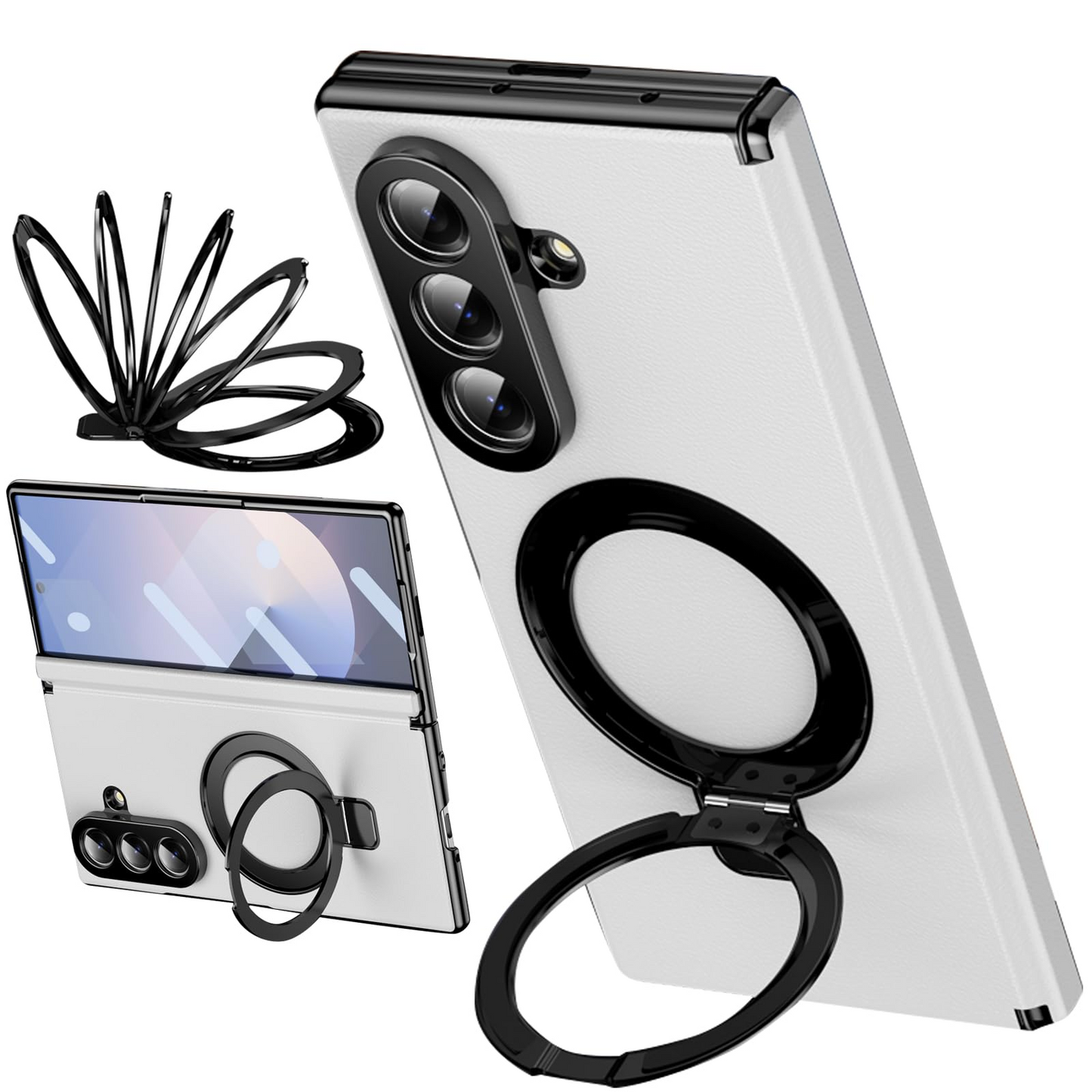 Fold Case with Metal Ring Stand & Hinge Guard