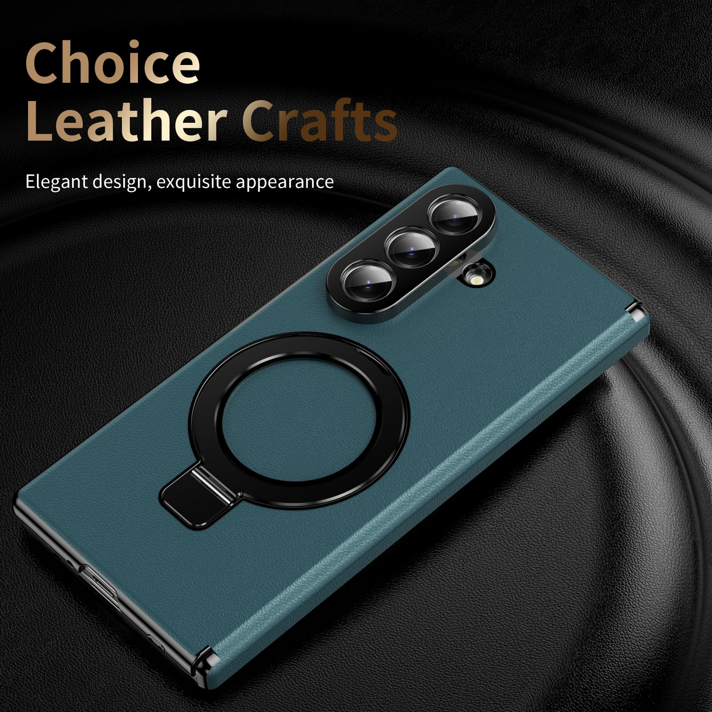 Fold Case with Metal Ring Stand & Hinge Guard