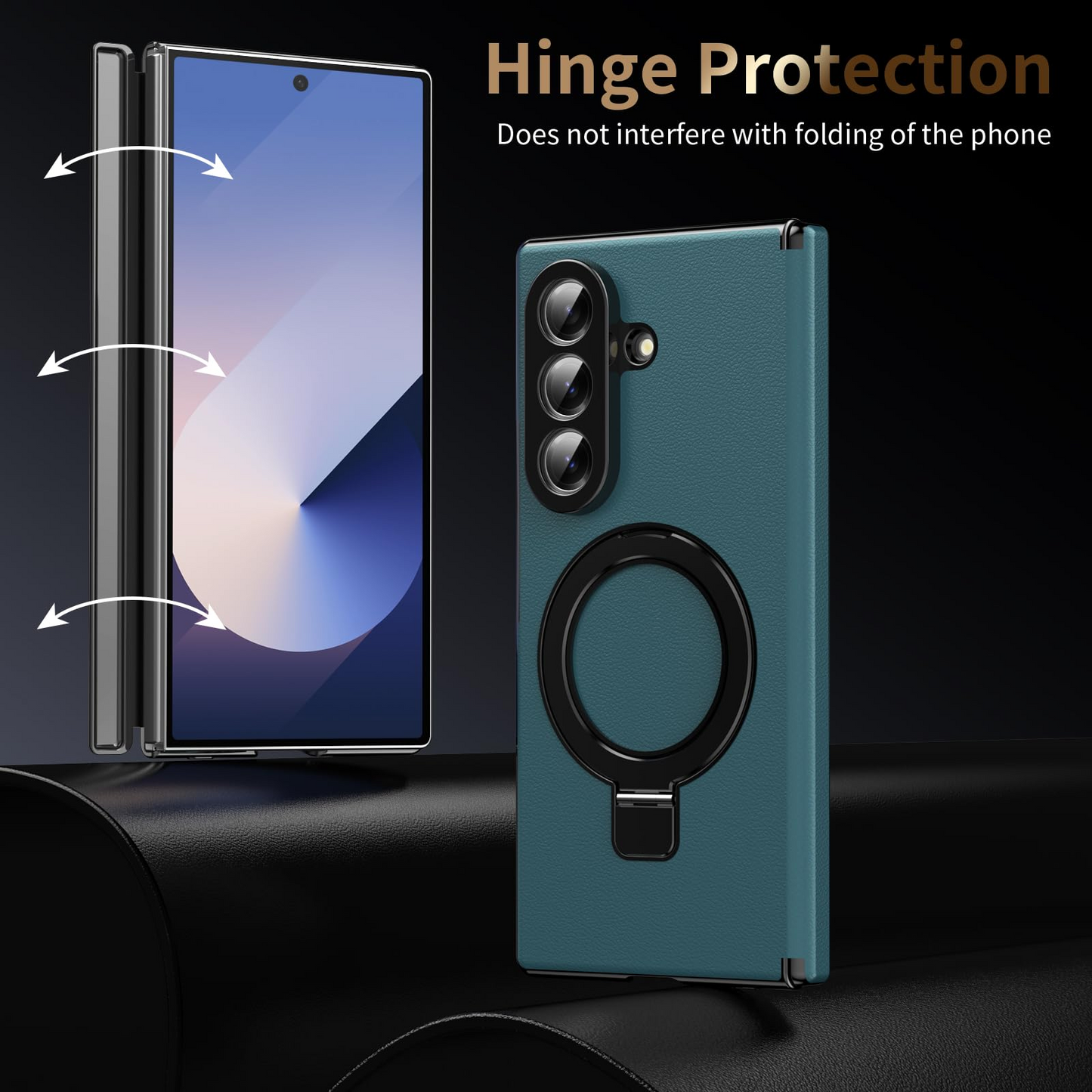 Fold Case with Metal Ring Stand & Hinge Guard