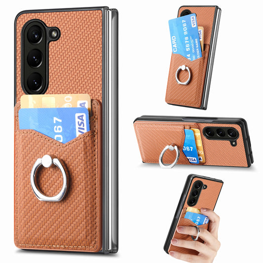 Carbon Fiber Wallet Case with Ring Holder