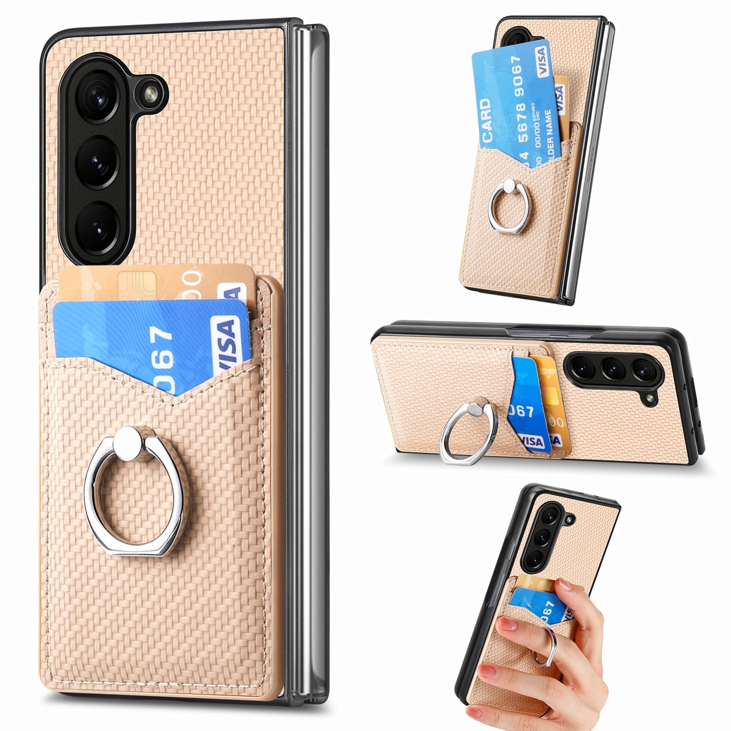 Carbon Fiber Wallet Case with Ring Holder