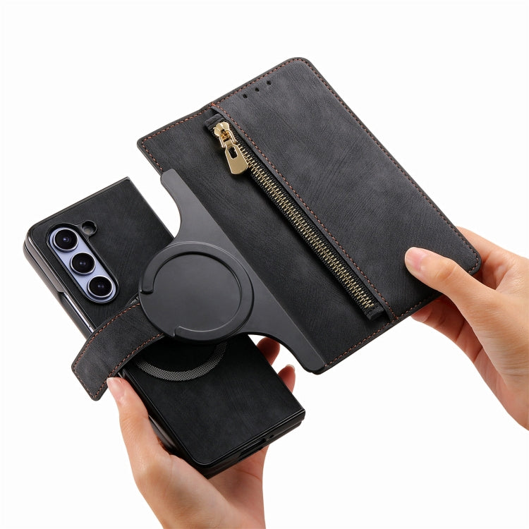 Retro MagSafe Magnetic Zipper Wallet Leather Case