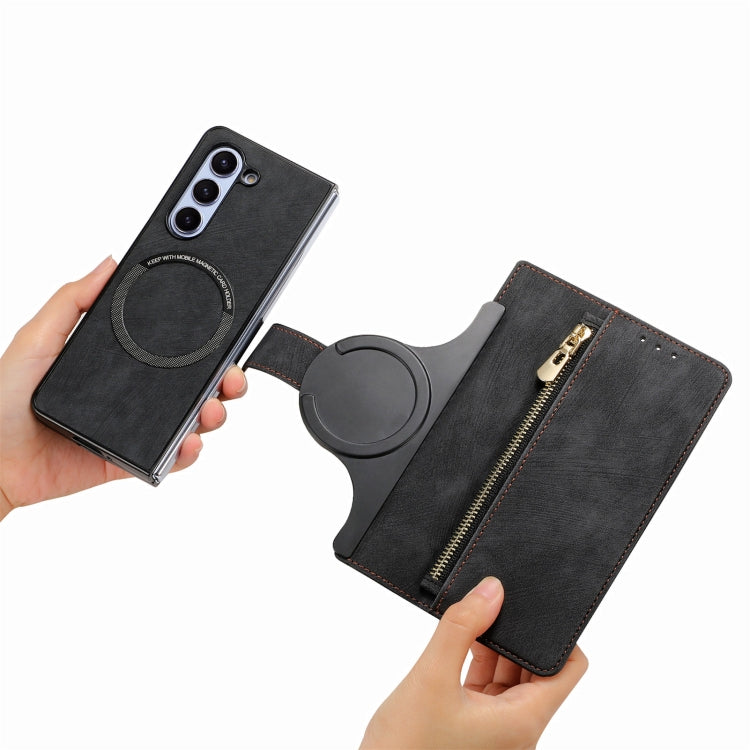 Retro MagSafe Magnetic Zipper Wallet Leather Case