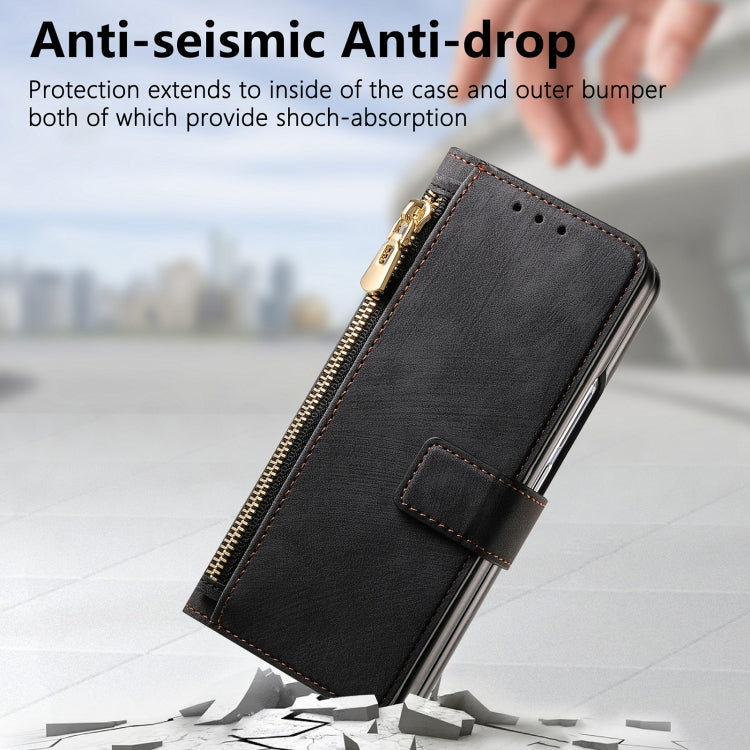 Retro MagSafe Magnetic Zipper Wallet Leather Case