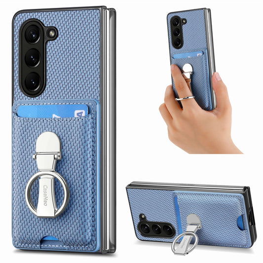Carbon Fiber Wallet Fold Case with Ring Holder