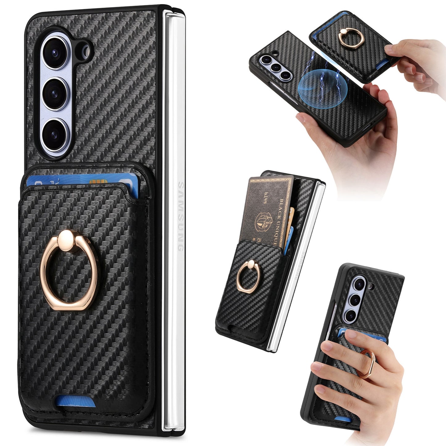 Carbon Fiber MagSafe Case with Ring & Card Holder