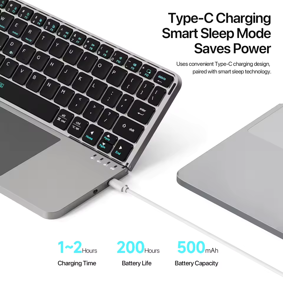 Accessories Foldable Bluetooth Keyboard with Touchpad – View 6