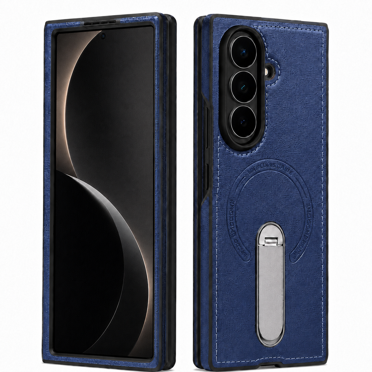 Galaxy Z Fold 6 Retro Leather MagSafe 360 Ring Stand Case image 9.png