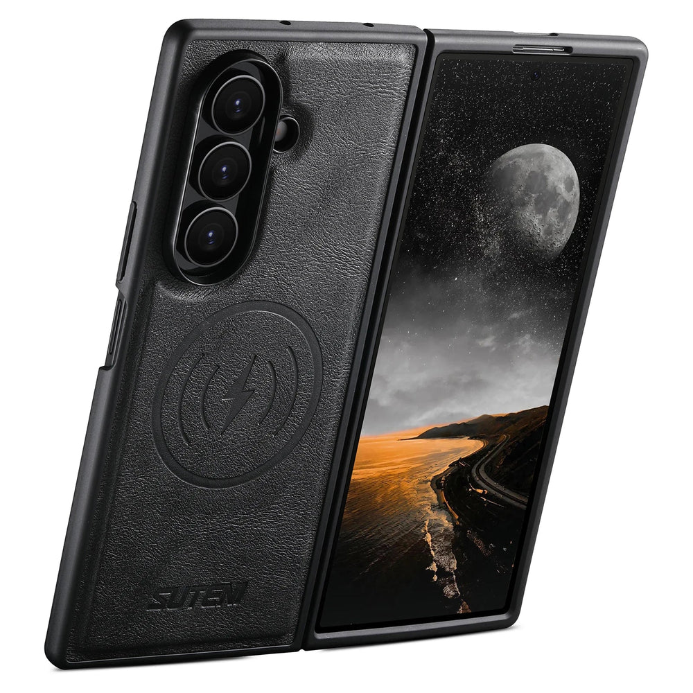 Galaxy Z Fold 6 Leather Case with Wireless Charging Support – View 3