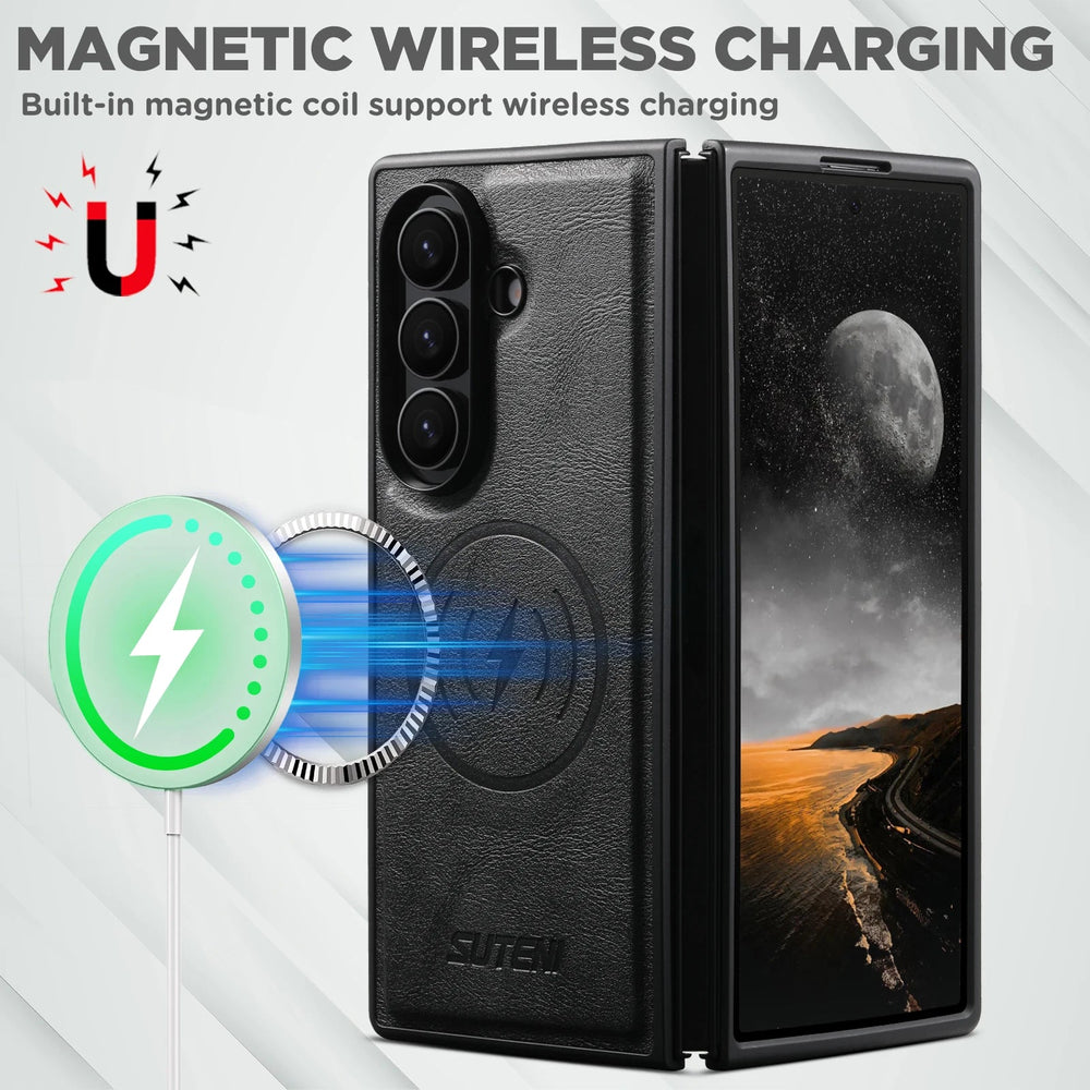 Galaxy Z Fold 6 Leather Case with Wireless Charging Support – View 6