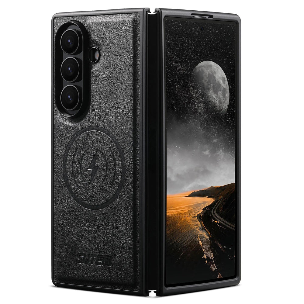 Galaxy Z Fold 6 Leather Case with Wireless Charging Support