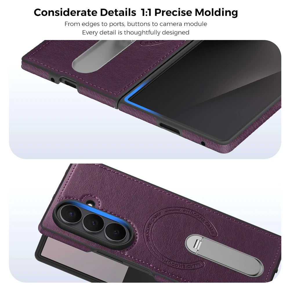 Galaxy Z Fold 7 Leather Case with Kickstand and Wireless Charging – View 4