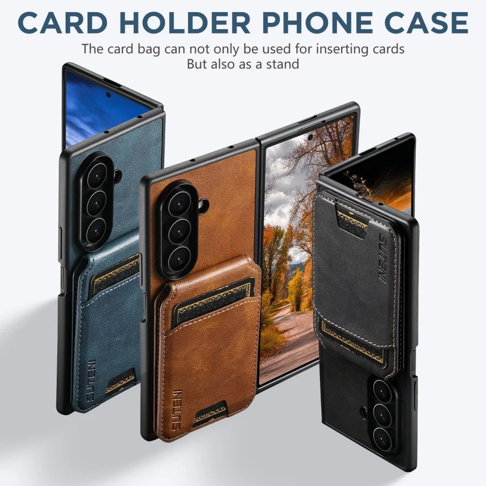Galaxy Z Fold 7 Retro Leather Wallet Case with MagSafe – View 2