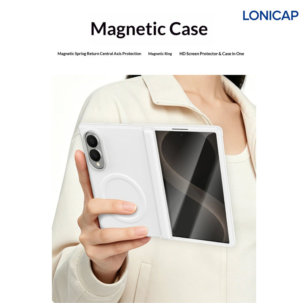 Galaxy Z Fold 8 Leather Case with Hinge Protection and MagSafe – View 4